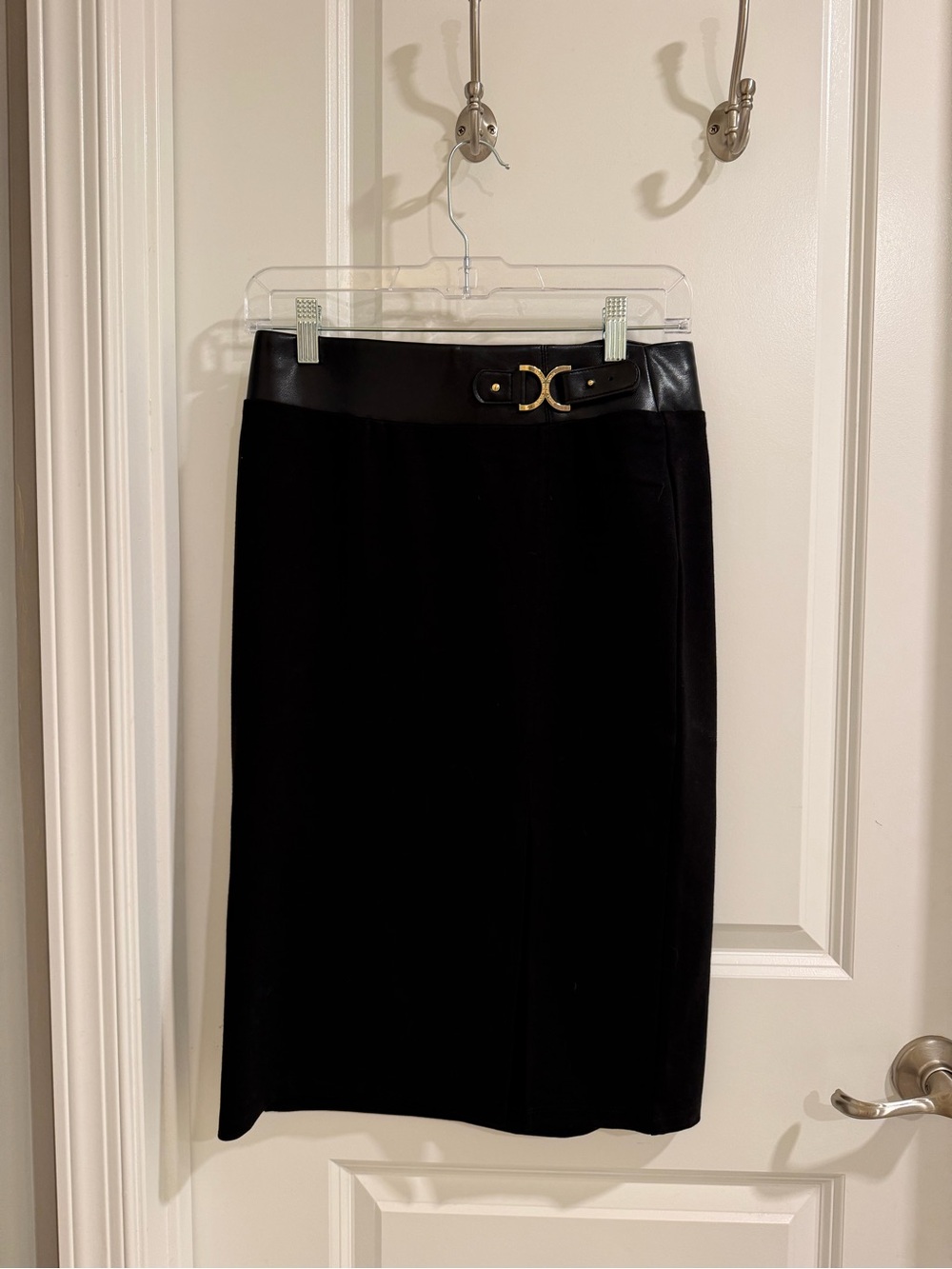 Black Pencil Skirt with Gold Accent